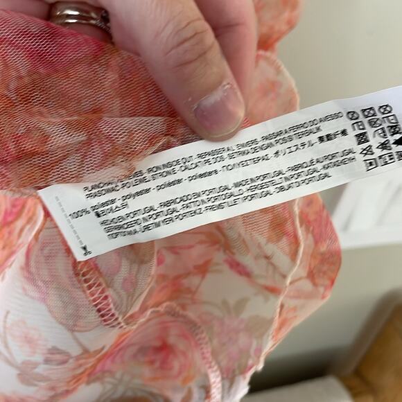 ZARA Sheet Floral Mesh Bubble Sleeve Crewneck Crop Top Size Small - Picture 3 of 4